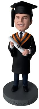 mydedor Figura personalizada de Bobblehead personalizada para estudiantes, hecha a partir de tu foto, alegre graduado 2025 con diploma, regalo de arcilla hecho a mano para graduación o celebración