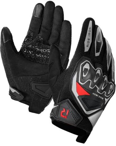 RIDEIRON Guanti moto estivi uomo donna, Traspiranti, Touch Screen, Protezione nocche, comodi guanti da mountain bike antiscivolo per corse fuoristrada