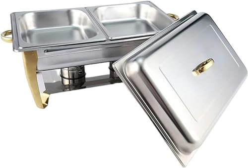 SdaryWare Double Chafing Dish Set, Rectangular Full Size Stainless Steel Buffet Servers with Food Pan, Fuel Holders & Lid, Food Warmers for Party