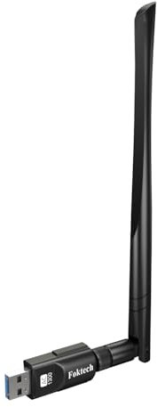 WiFi Adapter, AC1300 High Gain Wireless Network WiFi Dongle, Dual Band 2.4GHz/5GHz USB 3.0 with 5dBi Antenna for PC Desktop Laptop Mac, Supports Windows 11/10/8.1/8/7/Vista/XP, Mac OS 10.9-10.15