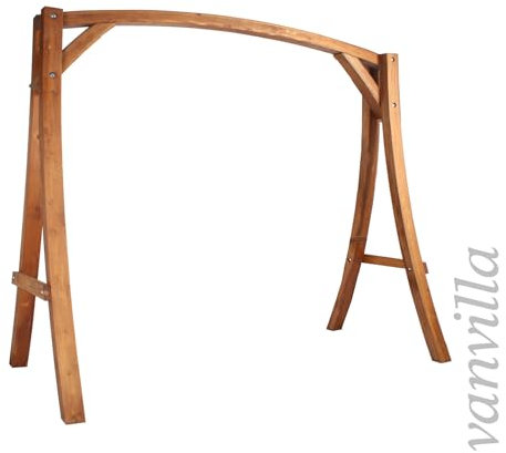 vanvilla Hollywoodschaukel Gestell Holzgestell für Gartenschaukel aus Lärche TEAKFARBEN Holzschaukel Lärchenholz