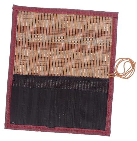 GALPADA Bambus Rolltasche Pinselrolle Kalligrafie Pinselhalter Aus Canvas Mit Bürstenkopfschutz Großer Stauraum Für Künstler Und Studenten Tragbarer Organizer Für Aquarell Und Ölpinsel