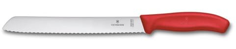 Victorinox Swiss Classic, Professional Bread Knife, Extra Sharp Blade, Serrated Edge, 21 cm, Robust Plastic Handle, Stainless Steel, Red