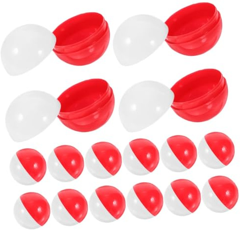 MOTHNUR 50Pcs Plastic Empty Vending Machine Balls Red White Capsules Multi Function Gumball Party Favor Containers for Candy Prize Storage