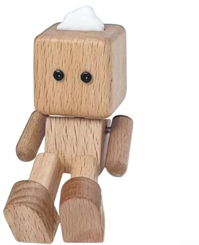 Figurine interactive faite à la main avec mouvement à bascule - Décoration en bois pour voiture, tableau de bord et bureau (B)