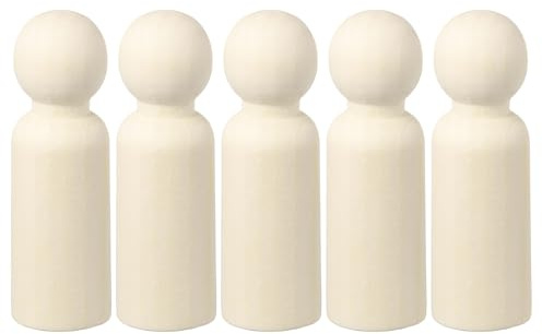 QUARKZMAN 5 stycken träfigurer, 3,5 tum obehandlade träsilhuetter för gör-det-själv hantverk och målning