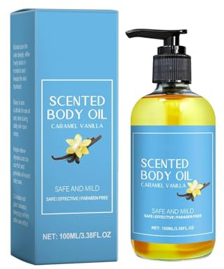 Karamell-Vanille-Körperöl, Körpermassageöl für alle Hauttypen, zur Hautpflege und Muskelentspannung, Hautstraffung, 100 ml