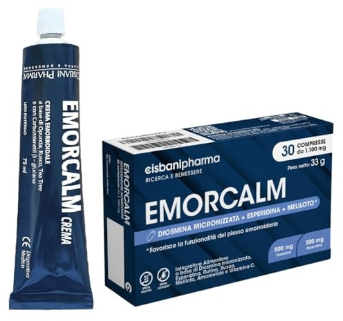 CISBANI PHARMA Emorcalm Crema Ragadi Anali 75 ml + Compresse Diosmina 500 mg, Esperidina 300 mg per Circolazione, Vene Varicose e Capillari Rotti – Azione Lenitiva e Sollievo dal Dolore