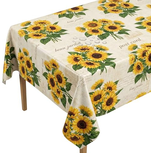 Artwelt Wachstuchtischdecke Abwaschbar PVC (180X140cm, Sunflower)