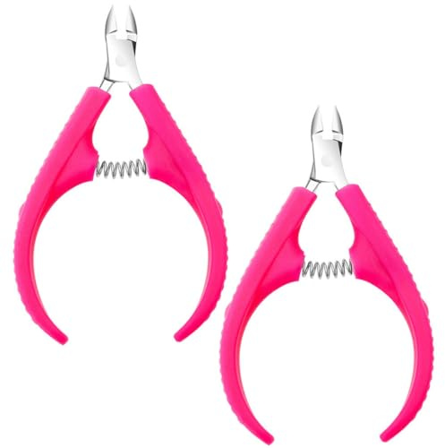 TINEASUR Alicates para Cutículas Mango Plástico Antideslizante de Acero Inoxidable 2 Piezas para Remover Muerta y Recortar Uñas en Manicura y Pedicura