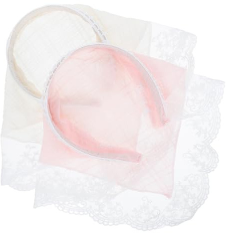 Veemoon 2 Pezzi Fascia per Chioma in Pizzo da Donna, Foulard Triangolare Antiscivolo, Accessori per Chioma Leggeri e Traspiranti, Stile Francese Campagna, per Uscite e Vacanze
