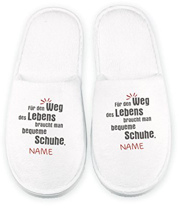 Cera & Toys® Pantoffel - Für den Weg des Lebens braucht man bequeme Schuhe - mit Namensaufdruck