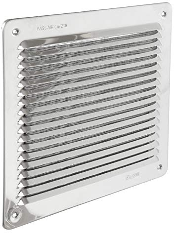 La Ventilazione LAR2323IN Griglia di Ventilazione Quadra da Sovrapporre con rete antinsetti, Inox430, dimensioni 228x228 mm