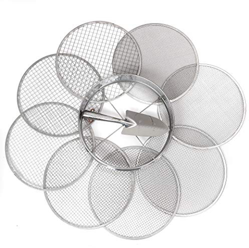 Practicool Gartensieb, Mix, Edelstahl, Sieb mit 8 baren Filtermaschen, 2,3,4,6,7,9,11,12 mm und Bonusspaten