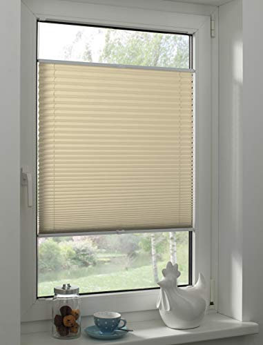 Sunpro24 Plissee auf Maß, Blickdichtes Faltrollo, Klemm-Montage, Sonnenschutzrollo, (B) 71-80 x (H) 121-130 cm, Creme