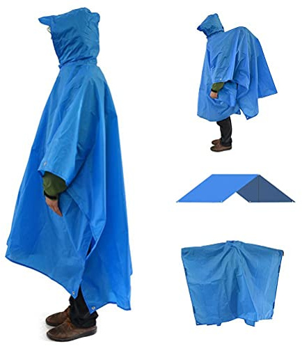 Wawogic Multifonctionnel Extérieur Pluie Poncho Sac À Dos Housse de Pluie Étanche Tente Bâche Abri Parasol Pique-Nique Couverture Tapis pour Camping