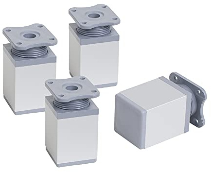 LouMaxx Möbelfüße verstellbar eckig– 4er Set 40 x 40 x 60 mm in Alu/Silber inkl. Befestigungsplatte – Füße für Möbel aus Aluminium – Hochwertige Schrankfüsse für individuelle DIY-Möbel