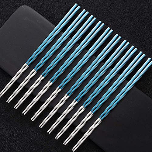 ZHANGDONG Bacchette Cinesi Bacchette Sushi Bacchette Giapponesi Set di 10 Paia di Bacchette Giapponesi in Metallo, Acciaio Inossidabile, per Adulti, Bambini, Principianti, stovigli
