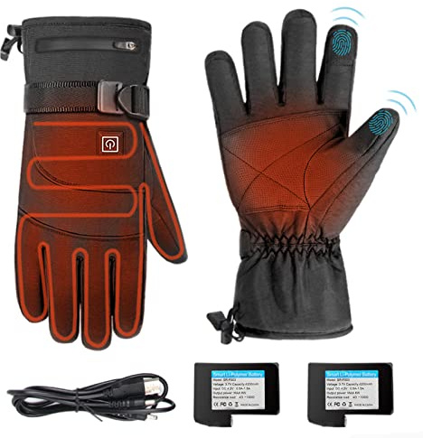 ANKBOY Moto Guantes Calefactables para Hombre Mujer Invierno Resistentes Al Agua y Al Viento Cálidos Guantes con 4000 mAh Batería Pantalla Táctil 3 Temperaturas Ajustables para Bicicleta Esquí Pesca