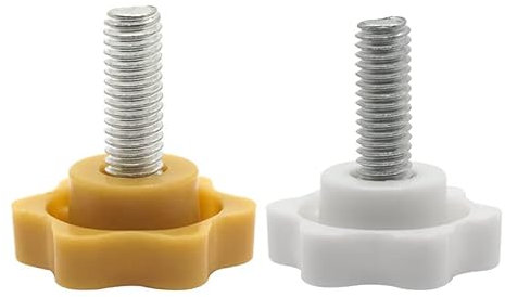 5-10 Stück Pflaumenblütenschrauben Handdrehschrauben Pentagramm-Sterngriff Griffschraube gelb/weiß-M8 (Kopf 32 mm), 45 mm (5 Stück), Gelb