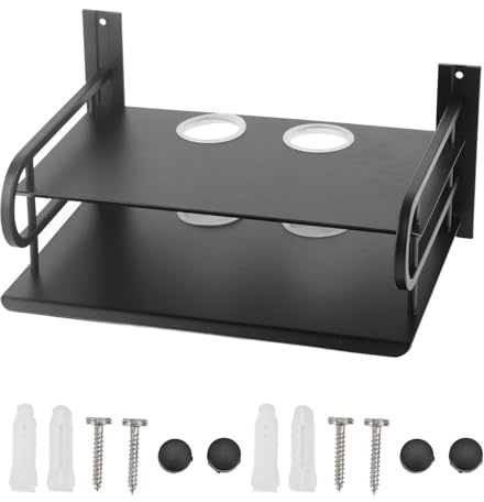 Estante para Enrutador, Estante para TV Box de 28 X 26 X 21 Cm, Estante Montado en la Pared, Estante Flotante para Enrutador, Módem, Dvd, Proyector, Decodificador, Estantería de Audio Y Video