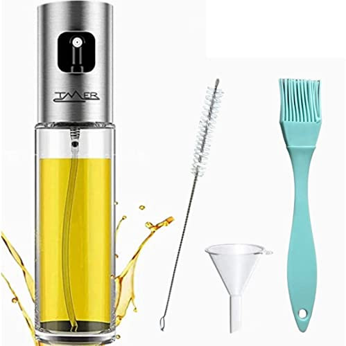 Pulvérisateur 100 ml pour huile et vinaigre verre PYREX pulvérisateur en acier 304 avec brosse à dents entonnoir et brosse en silicone.