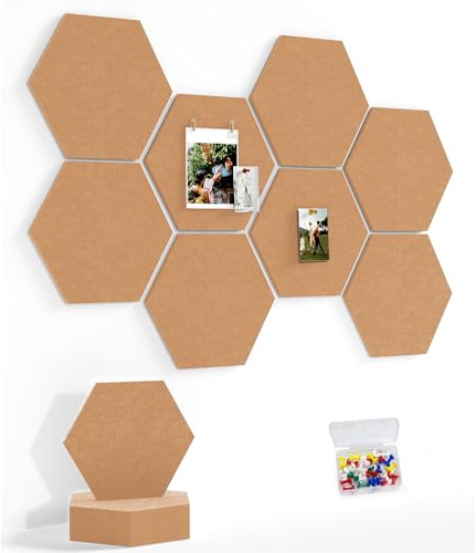 Groß Filz Pinnwand Selbstklebend Korkplatte Filzplatte mit 30 Pinnnadeln, 8 Stück Korkwand Filzboard Memotafeln Bulletin Board Memo Boards Wanddekoration für Büro Küche