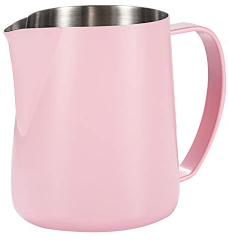 Dianoo Brocca per Schiuma di Latte, 600 ml in Acciaio Inox per Caffè Espresso e Cappuccino, Rosa