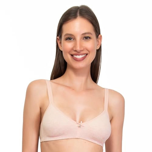 SÌèLEI, Reggiseno Senza Imbottitura e Senza Ferretto, Realizzato in Cotone Biologico, 100% Naturale, Designed in Italy, Color Rosa Melange, Taglia 4B