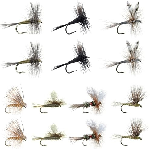 RoxStar Fly Shop Trockenfliegen-Set | 14 Premium-Trockenfliegen für Forellen + 1 Jahr Mitgliedschaft bei Trout Unlimited & RoxStar Club | Bewährte Fliegenfischfliegen für Forellen! | Im Haus gebunden