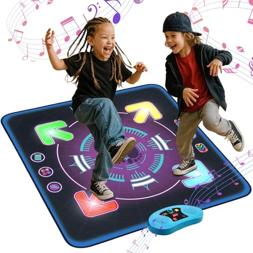 Eygood Alfombras de Baile para Niños 3 Modos de Juego Alfombra Musical con Luces LED, Juguetes Regalo de cumpleaños de Navidad para niñas y niños de 4 5 6 7 8 9 10 años