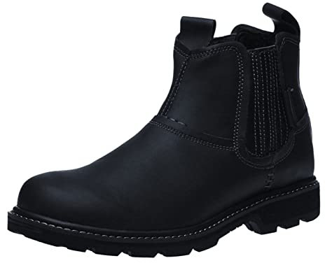 ARtray Botas para hombre de cuero negro, zapatos de caminar sin cordones, botas cortas de caña alta de moda, botines versátiles al aire libre, zapatos de vestir retro de punta redonda, cómodos zapatos