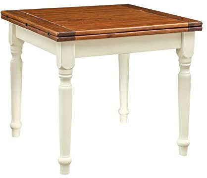 Biscottini Bord 90 x 90 x 80 utdragbar Made in Italy - Utdragbart matbord - Vitt utdragbart bord - Bord i massivt trä