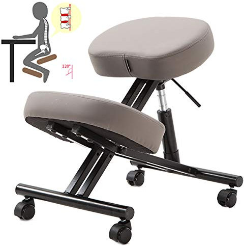 ALEjon höhenverstellbarer Kniestuhl: Ergonomischer Hocker zur Haltungskorrektur mit Rollen, lindert Nacken- und Beinermüdung, stilvolles PU-Leder