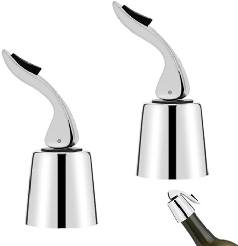 2 Pezzi Tappi Bottiglie Vino,Tappo Per Bottiglia Di Vino In Acciaio Inox,Riutilizzabile Accessori Vino Per Mantenere Il Vino Fresco(Argento)