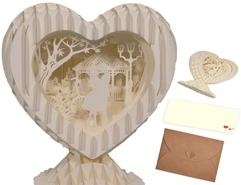 LINPOPUP Pop-Up 3D Liebe – Valentinstag– Herz, Magicpaper Herz für Liebe – Jahrestag, 3D klappbares Herz für Frauen & Männer, besonderes Geschenk für Liebe Valentine Hochzeitstag (Herz ohne LED)
