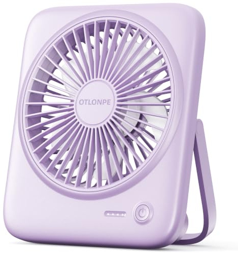 Otlonpe Ventilatore da scrivania portatile, ricaricabile, 4000 mAh, alimentato a batteria, ventilatore personale silenzioso da tavolo con power bank, potente ventilatore piccolo a 4 velocità, per