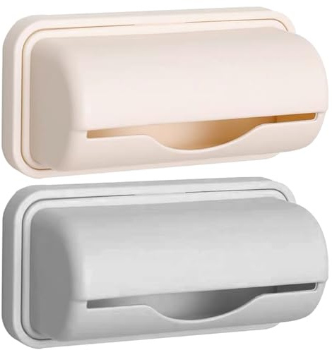 Peosaard Bin Bag Holder, Trash Bag Dispenser Roll Holder 2Pcs Punch-Free Kitchen Plastic Bag Holder Wall Mounted Garbage Bag Organizer Under Sink for Kitchen Cabinet
