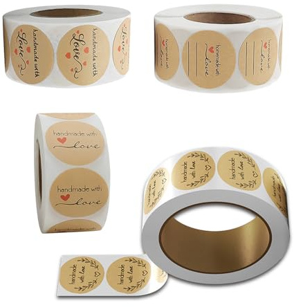 KUBDPQOR 2000 Stück selbstklebende Etiketten, Kraftpapier, für Marmeladengläser, 2,5 cm, Geschenkboxen, Aufbewahrungsdosen