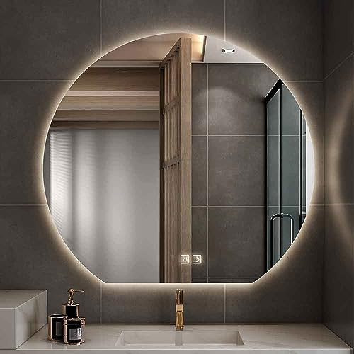 GLFNB Specchio da bagno a LED antiappannamento con luci Specchio cosmetico dimmerabile a parete Specchio illuminato a mezzaluna per l'ingresso del soggiorno della camera da letto (Color : Under cu