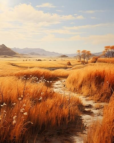 ZMHZMY Digitale Malerei auf Leinwand Herbstliche Naturlandschaft DIY Handgemalt Ölgemälde Kits auf Leinwand Geschenk für Weihnachten Geburtstag Home Haus Deko,40x50cm