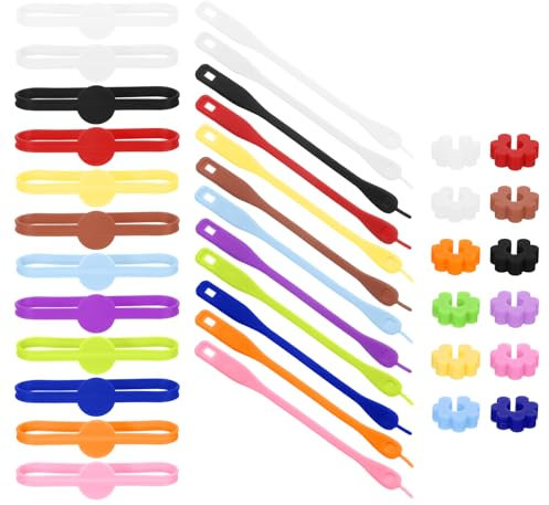 QUARKZMAN 36 Stück Weinglas-Marker, Silikon-Getränkemarker Weinglas-Anhänger Etiketten für Gläser, Becher, Bierflaschen, Cocktailgläser, 12 Farben Labels Ring/Strip Tag/Plum Buckle
