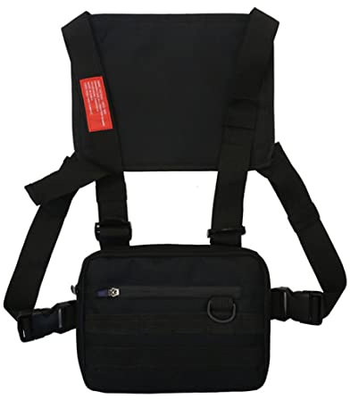 Weduspaty Brust -Rig -Beutel Multifunktionaler Taille vordere Tasche Tailentasche für Wanderungen zum Wandern mit Camping schwarz, Brusttasche