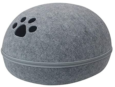 ALEjon Beruhigendes Hundebett, Hundekatzenbett, Höhle, Schlafsack, Reißverschluss, Eiform, Haustierbett, Filzstoff, Haustierhaus, Nest, Katzenkorb für Katzen, Tierbedarf, Matratzenmatte für Haustiere