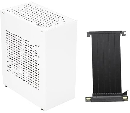 Mjaie Châssis en aluminium Mini ITX pour PC de bureau de jeu USB 3.0 Support carte graphique RTX2070 avec câble PCIE3.0 Mini ITX Boîtier pour cartes mères, blanc