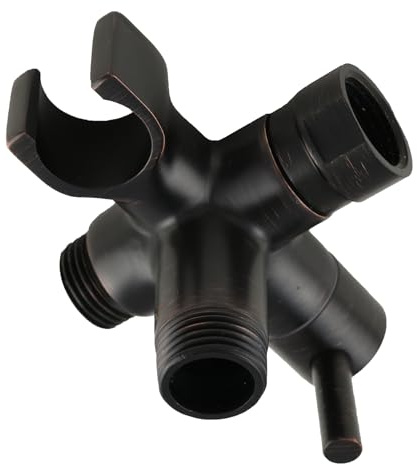 High Sierra Showerheads® - Válvula desviadora combinada fija y manual de metal sólido (3 vías) con soporte de ducha de mano integrado, bronce aceitado