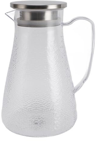 Wasserkrug mit Deckel und Griff, 1500 ml, Acryl, hitzebeständig, klarer Wasserkocher für Limonade, Milch, Eistee, kalte oder heiße Getränke ﻿ (Style 4)