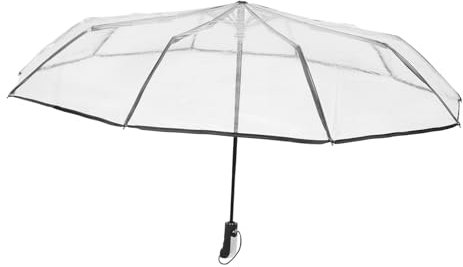PACKOVE Transparenter Regenschirm Automatischer Mit Öffnungs Und Schließfunktion Faltbarer Taschenschirm Regenschutz Für Draußen Leicht Kompakt Für Unterwegs Regenschirme Mit Automatischer