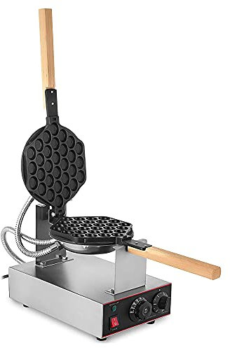 SmPinnaA 1400W Commercial bubble waffle maker, Single/Double Waffle Cone Maker Machine, 3-Layer Non-Stick Coating Board Waffle Irons, CE/FCC,Single