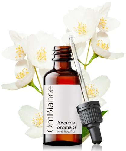 OmBiance Olio aromatico di gelsomino - per diffusore, aromaterapia, candele, massaggi e profumi - aroma floreale durevole e rilassante 100% puro (15 ml, gelsomino)